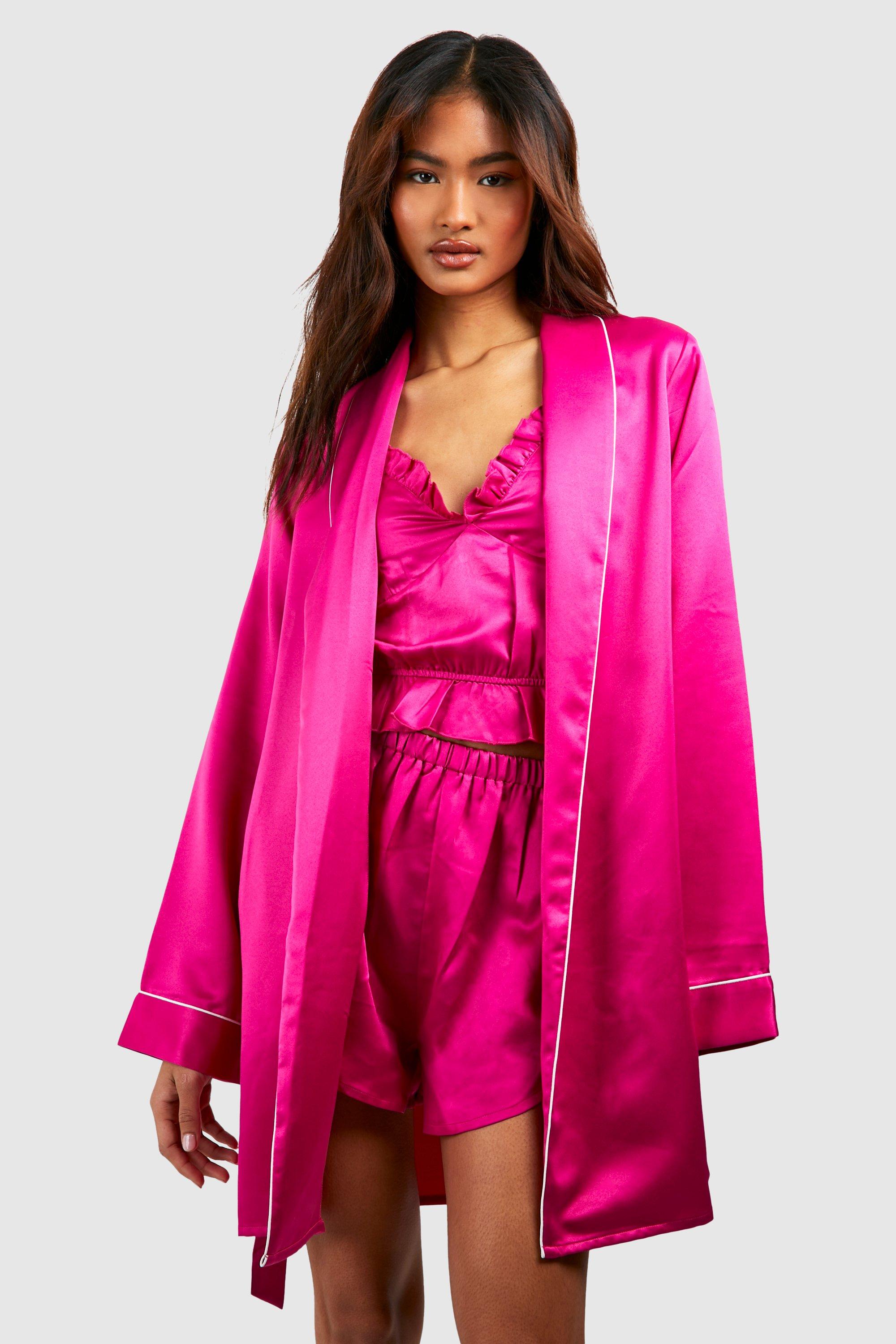 Womens Tall Satin Mini Robe - Pink - 12, Pink